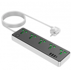 Сетевое зарядное устройство удлинитель Hoco AC13A 3 USB/ Type-C 5 розеток 1,5m Черный