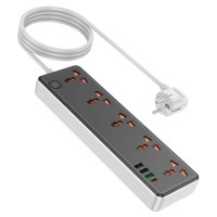 Мережевий зарядний пристрій подовжувач HOCO AC14A Rico 3 USB/Type-C 5 розеток 1,5m PD/QC, 3A/30W
