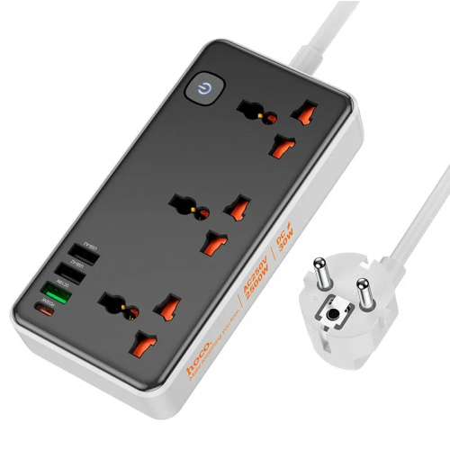Сетевое зарядное устройство удлинитель HOCO AC8A 3 USB/ Type-C 3 розетки 1,5m PD/QC, 3A/30W