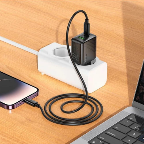 Сетевое зарядное устройство адаптер HOCO CS25A с кабелем Type C/Type C Rico 1USB/1Type-C, 20W/3A, поддержка быстрой зарядки PD/QC/FCP/AFC