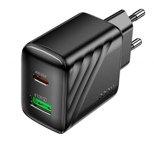 Сетевое зарядное устройство адаптер HOCO CS25A с кабелем Type C/Type C Rico 1USB/1Type-C, 20W/3A, поддержка быстрой зарядки PD/QC/FCP/AFC