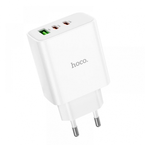 Сетевое зарядное устройство адаптер HOCO C126A Pure 1USB/2Type-C, 40W, поддержка быстрой зарядки PD/QC/FCP/AFC