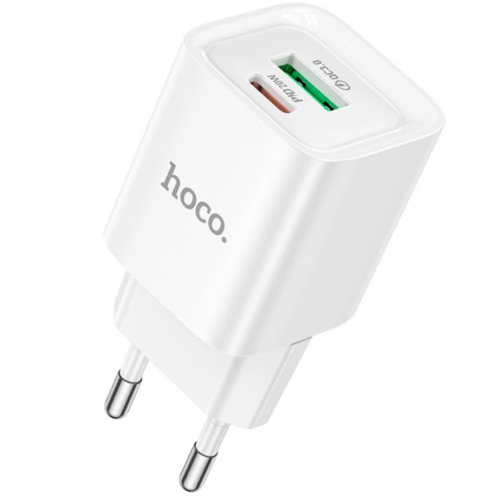 Сетевое зарядное устройство адаптер HOCO C147A 1хType-C/1хUSB PD/QC 20W, поддержка быстрой зарядки PD/QC/FCP/AFC