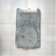 Набор ковриков для ванной и туалета 50 х 80 см, Коврик в ванную комнату 3 в 1 Серый