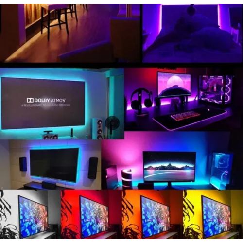 Светодиодная лента с пультом 5 м, от USB, TV LED Strip CB-5050 / Силиконовая самоклеющаяся led лента