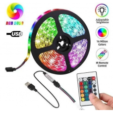 Светодиодная лента с пультом 5 м, от USB, TV LED Strip CB-5050 / Силиконовая самоклеющаяся led лента