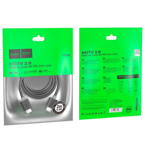 Кабель HOCO US08 HDMI to HDMI 4K HD Data Cable HDMI v2.0 2 метра