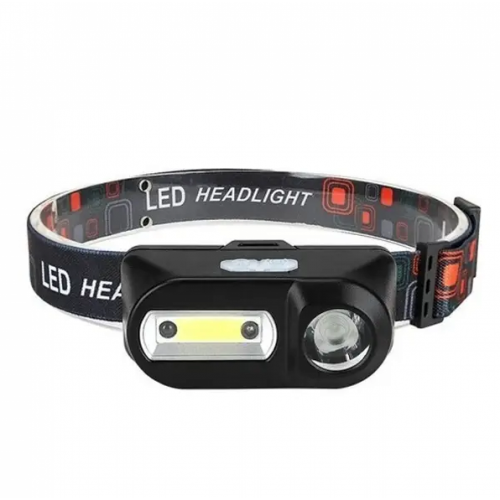 Фонарь налобный 1804A-XPE+COB, датчик движения, 1x18650, ЗУ Type-C