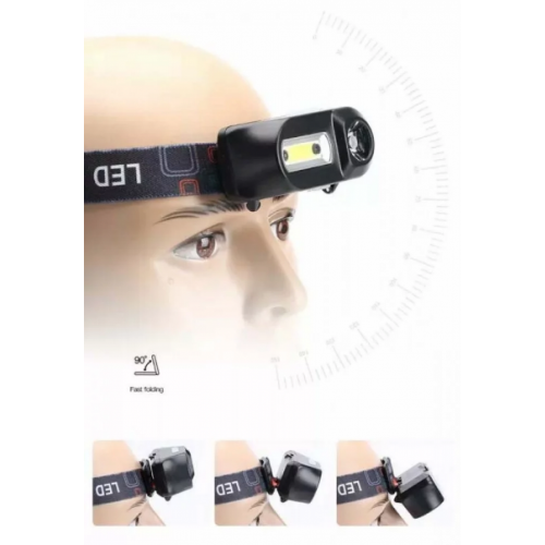 Фонарь налобный 1804A-XPE+COB, датчик движения, 1x18650, ЗУ Type-C