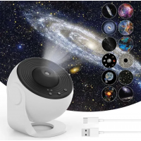 Проектор зоряного неба + 12 картриджів, від USB, Galaxy Projector, Білий / Планетарій для спальні / Нічник зоряне небо