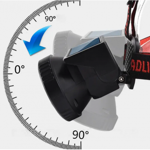 Налобный аккумуляторный фонарь с солнечной панелью WH 9958B есть красный свет