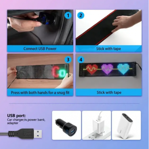 Гибкий экран LED Matrix Panel APP wifi rgb 120*595мм гибкий, полноцветный