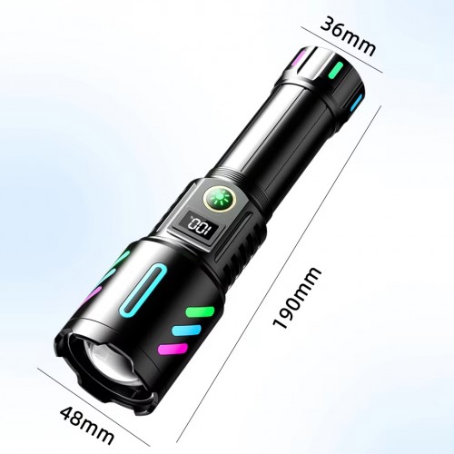 Аккумуляторный фонарь с флуоресцентной окраской 1143-TG, PM10-TG, 1x26650, Power Bank, ЗУ Type-C