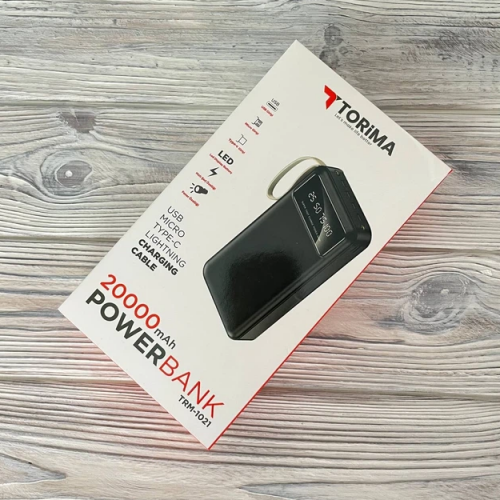 Внешний аккумулятор Power bank TORIMA TRM-1021 20000 Mah батарея зарядка Черный
