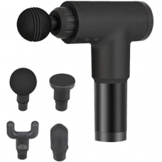 Массажер Аккумуляторный для тела мышечный портативный ручной 4 насадки Fascial Gun GB-820 Черный