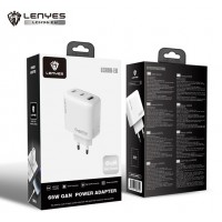 Мережевий зарядний пристрій адаптер LENYES LCH96 1USB/2Type-C, 65W, підтримка швидкого заряджання PD/QC/FCP/AFC