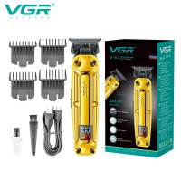 Акумуляторна машинка для стрижки VGR V-904 GOLD, 4 насадки, 2000 mAh, LED display дисплей