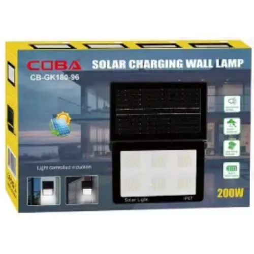 Настенный уличный светильник COBA CB-GK180-96 с солнечной панелью 96 диодов 200Вт