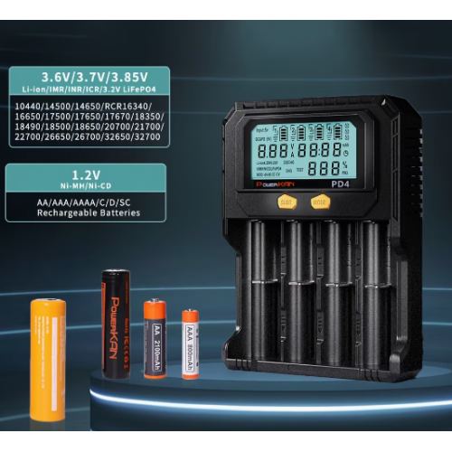 Универсальное зарядное устройство PowerKan PD4 4 канала с экраном под 18650