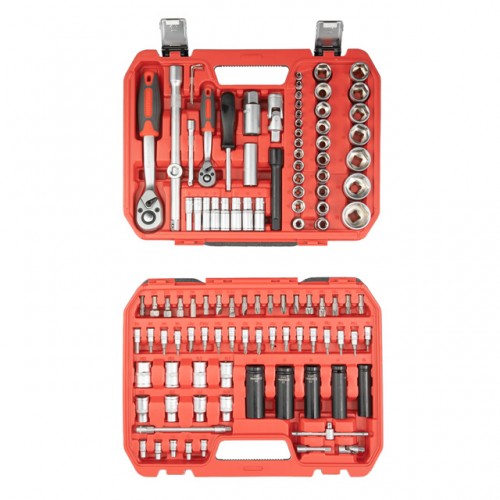 Набор инструментов 1/2" & 1/4" 111ед, IMPACT Cr-V головки удлиненные 15,17,19,21,22 INTERTOOL ET-9111