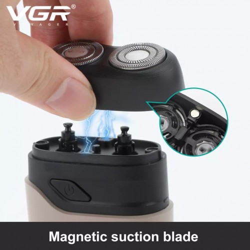 Аккумуляторная электробритва VGR V-345, Машинка для бритья / Электрическая бритва для лица Серая