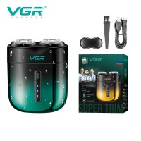 Аккумуляторная электробритва VGR V-348, Машинка для бритья / Электрическая бритва для лица Зелёная