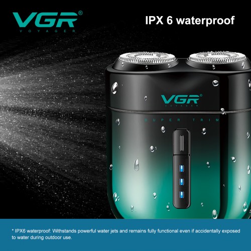 Аккумуляторная электробритва VGR V-348, Машинка для бритья / Электрическая бритва для лица Зелёная