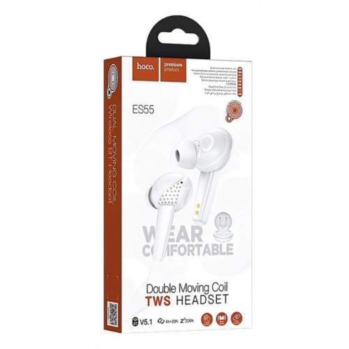 Беспроводные вакуумные наушники HOCO ES55 Songful BT5,1 Белые