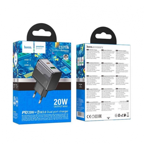 Зарядное устройство от сети HOCO CS71A PD20W 1Type-C/1USB Черный