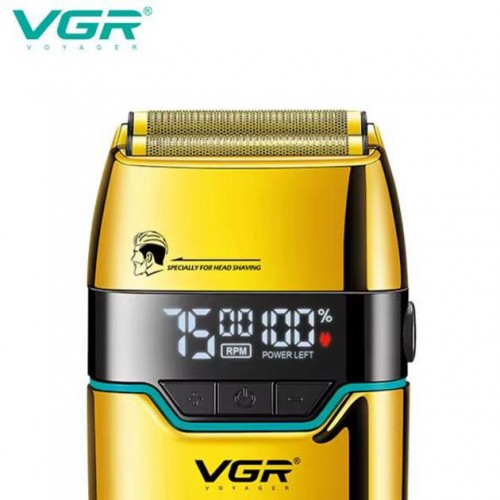 Электробритва VGR V-350 шейвер, двойное лезвие, 2 насадки, LED дисплей Золото