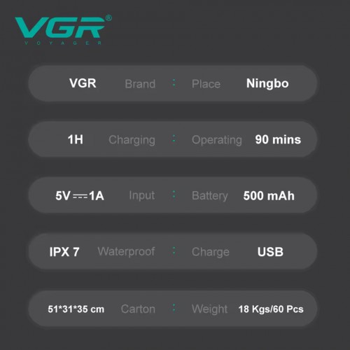 Электробритва VGR V-347 роторная бритва, LED дисплей, влагостойкая Синяя