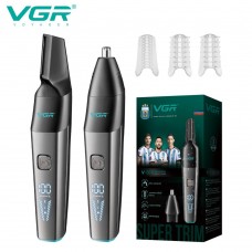 Аккумуляторный триммер для носа и ушей + 2 насадки, VGR V-603 / Машинка для стрижки волос в носу
