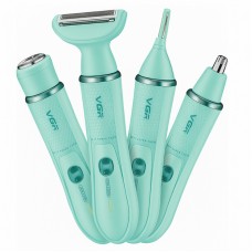 Многофункциональный комплект по уходу VGR V-761 (4 предмета), Триммер для носа и ушей Зеленый