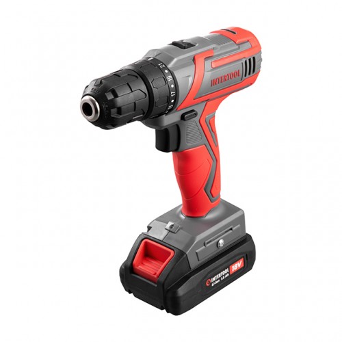 Дрель шуруповерт аккумуляторный 18 В, 30 Nm, 0-350/0-1300 об/мин.,1.5 Ач INTERTOOL DT-0315