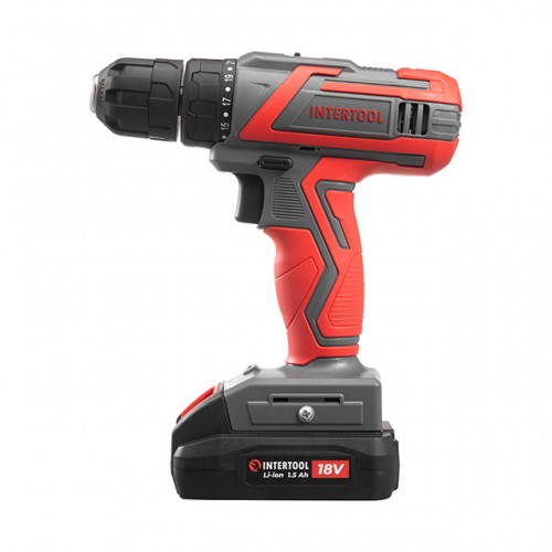 Дрель шуруповерт аккумуляторный 18 В, 30 Nm, 0-350/0-1300 об/мин.,1.5 Ач INTERTOOL DT-0315