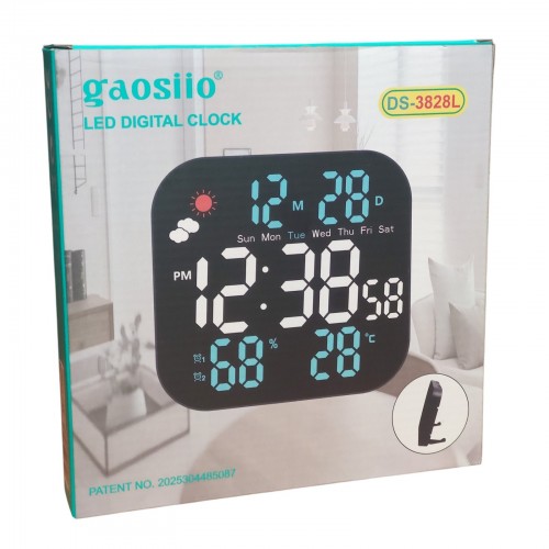 Электронные часы настенные от USB, DS-3828L с термометром и гигрометром