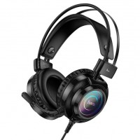 Игровые геймерские наушники для ПК с микрофоном и подсветкой HOCO W110 Черный