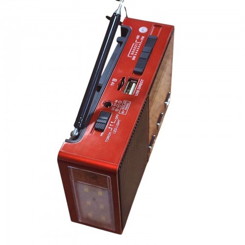 Радиоприёмник с фонариком FM USB MicroSD Golon RX-8866BT с Bluetooth на аккумуляторе Красный