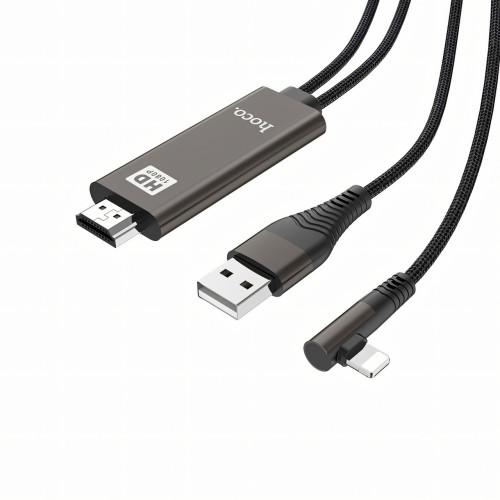 Кабель-адаптер HOCO UA14 USB - Lightning - HDMI, 2 м, 1080P HD