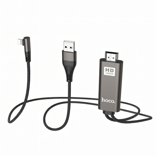 Кабель-адаптер HOCO UA14 USB - Lightning - HDMI, 2 м, 1080P HD
