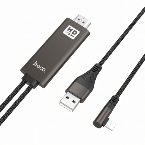 Кабель-адаптер HOCO UA14 USB - Lightning - HDMI, 2 м, 1080P HD