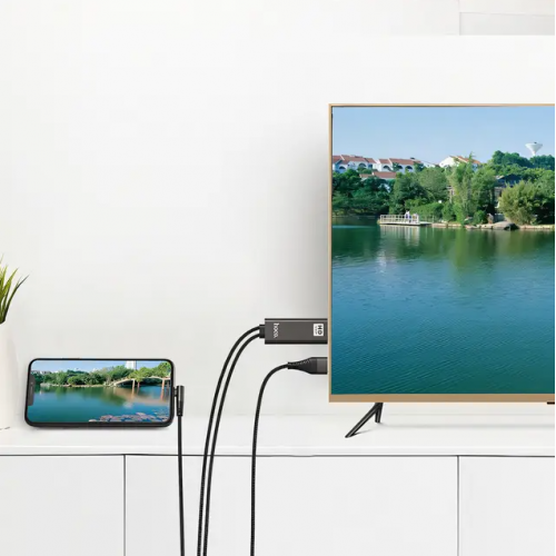 Кабель-адаптер HOCO UA14 USB - Lightning - HDMI, 2 м, 1080P HD