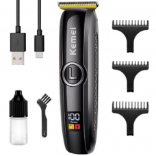Аккумуляторная машинка триммер для стрижки с дисплеем Kemei KM-5072 с 3 насадками (1,2,3 мм)
