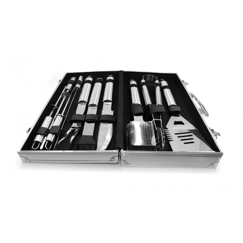 Набор для гриля, мангала, барбекю в металлическом кейсе (10 предметов) 43х21х8см, Tools Set