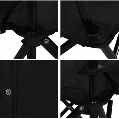 Стул раскладной со спинкой Camping quad chair HX 001 с подстаканником Черный