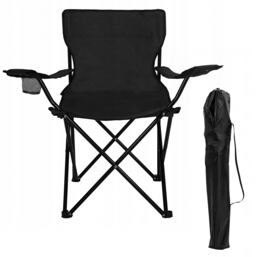 Стул раскладной со спинкой Camping quad chair HX 001 с подстаканником Черный