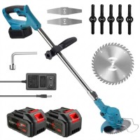 Аккумуляторная газонокосилка + 2 аккумулятора 48V / Газонокосилка-триммер для травы / металлический диск