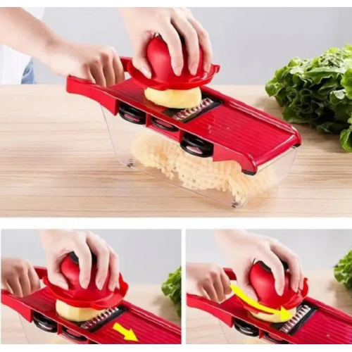 Овощерезка с резервуаром и насадками Mandoline Slicer 6в1 измельчитель для овощей и фруктов