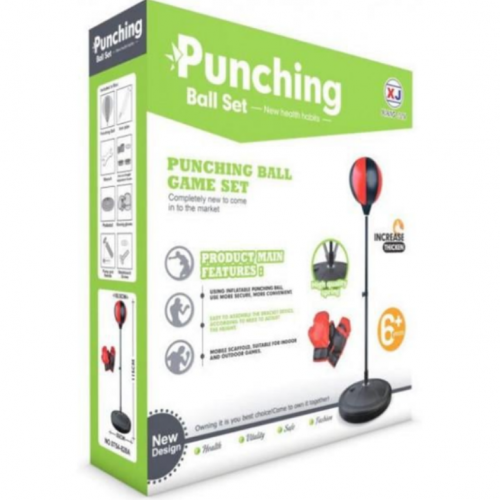 Детская боксерская груша на стойке с перчатками Punching Ball Set, набор для бокса с пружиной
