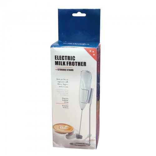 Электрический капучинатор для молока с подставкой Milk Frother на батарейках Черный